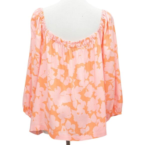 Sanctuary Pink Orange Floral Square Neck Peasant Top size 2X - Picture 3 of 11